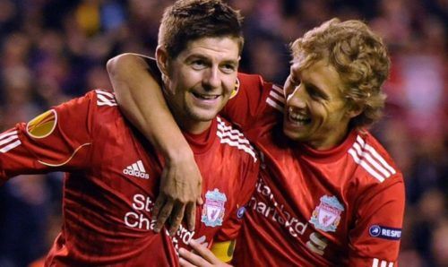 Lucas y Gerrard en Liverpool | Fuente: Twitter Lucas Leiva