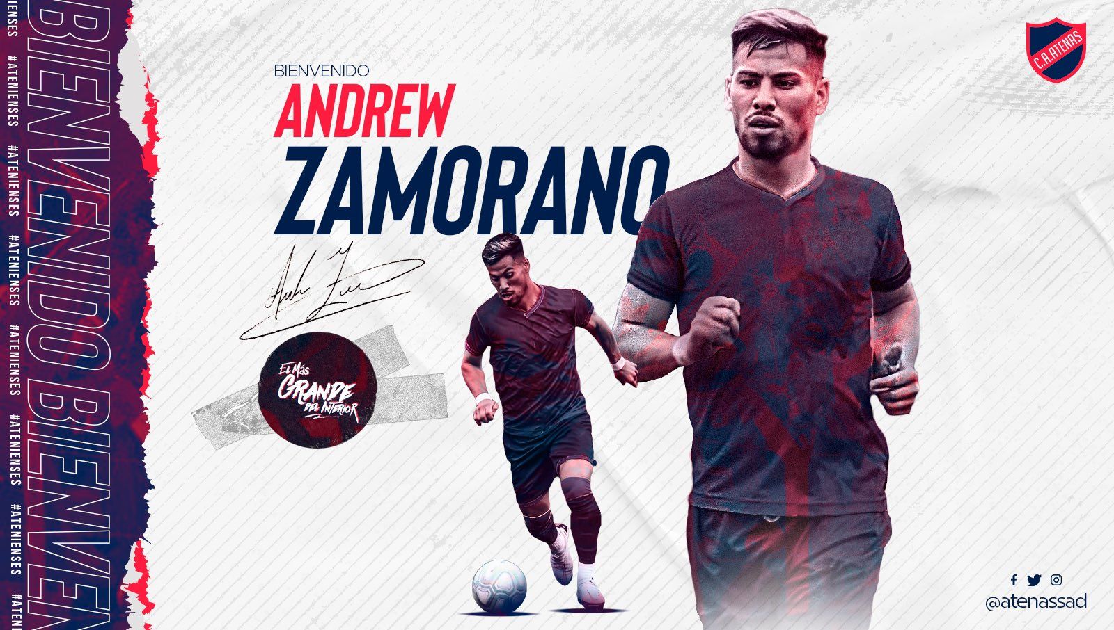 Andrew Zamorano El lateral chileno-uruguayo que ser&aacute; dirigido por Forl&aacute;n (Foto: Atenas Oficial)