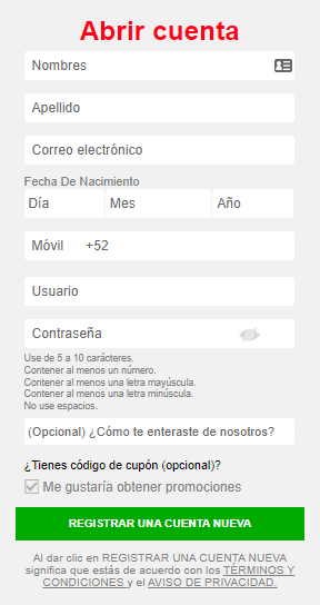 C&oacute;mo me registro en Caliente MX