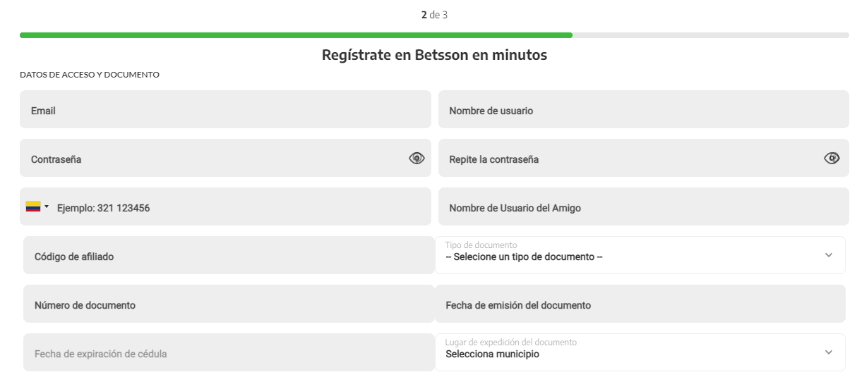 Segunda etapa para Betsson Colombia registrarse