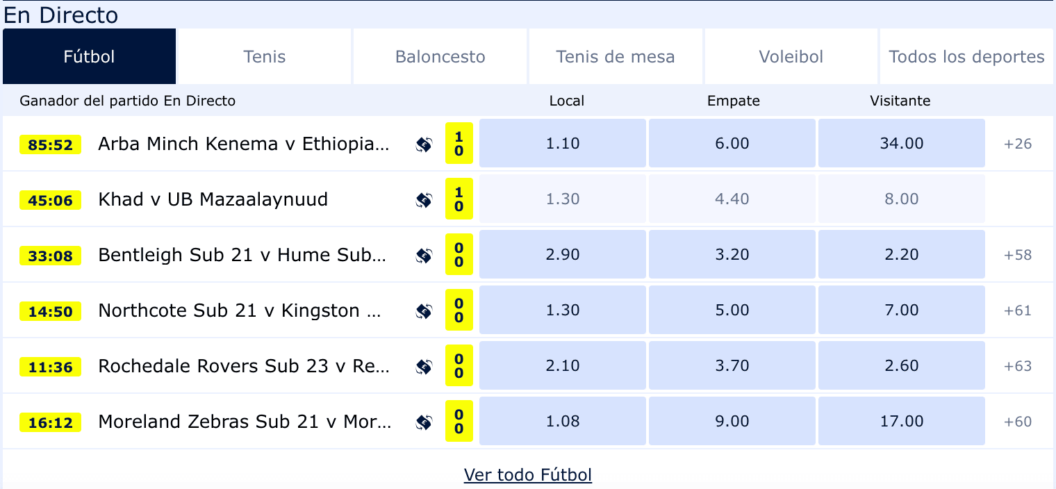 as apuestas de los eventos en vivo