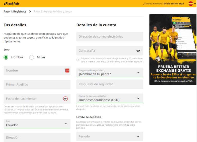 Registrarse en Betfair &ndash; La mejor gu&iacute;a paso a paso