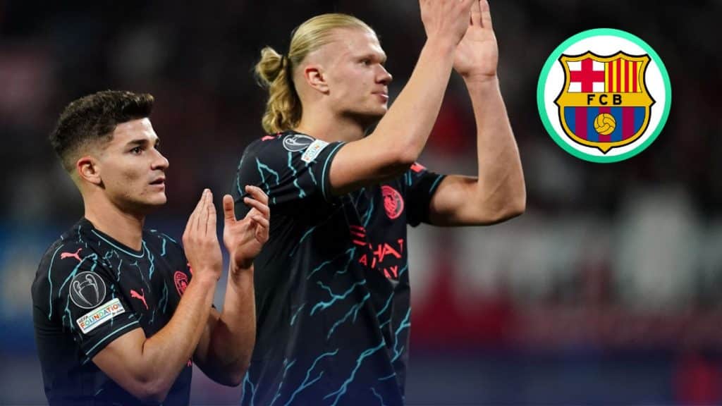 Erling Haaland y Julián Álvarez en Barcelona