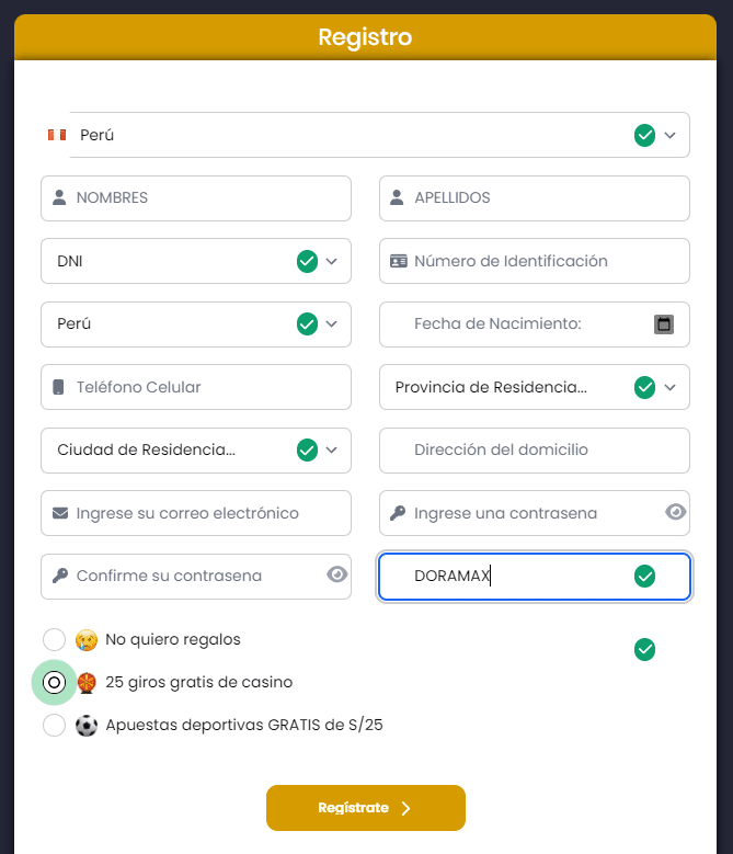 DORADOBET REGISTRO