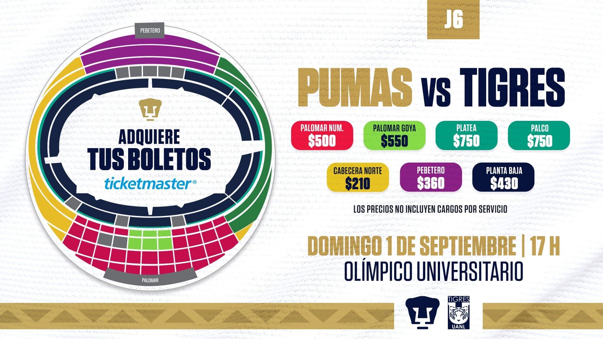 Boletos Pumas vs Tigres | Cortes&iacute;a: PumasMX
