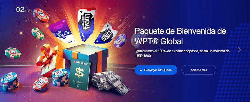 Con el paquete de bienvenida de WPT LATAM puedes llevarte hasta 1,500 USD.